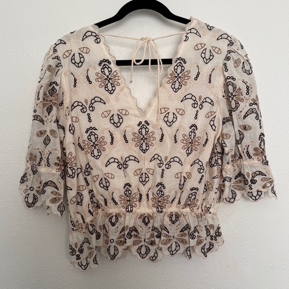 By Anthropologie Eyelet Embroidered Boho Fairycore Blouse - Picture 4 of 9